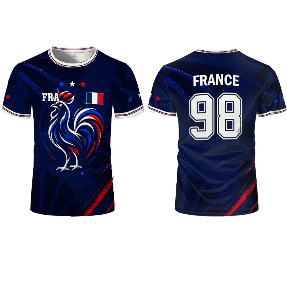 Frankreich Flagge 3D Druck Trikot Sommer Sport Atmungsaktiv Schnelltrocknend T-Shirt Unisex Fußball Trainingsuniform