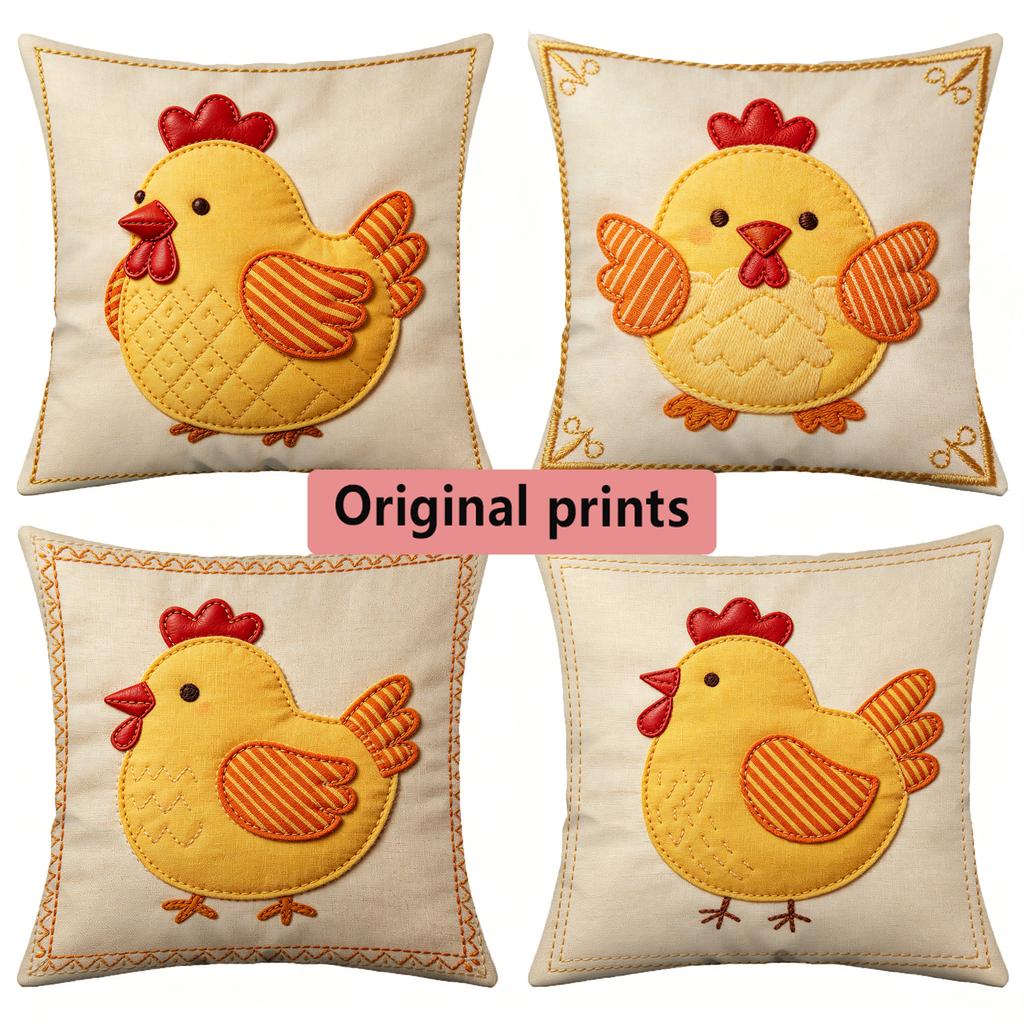Cute Farm Chicken Throw Pillow Covers Home Decor Pattern Cushion Cover Suitable For Sofa Bedroom Car Pillow Cover