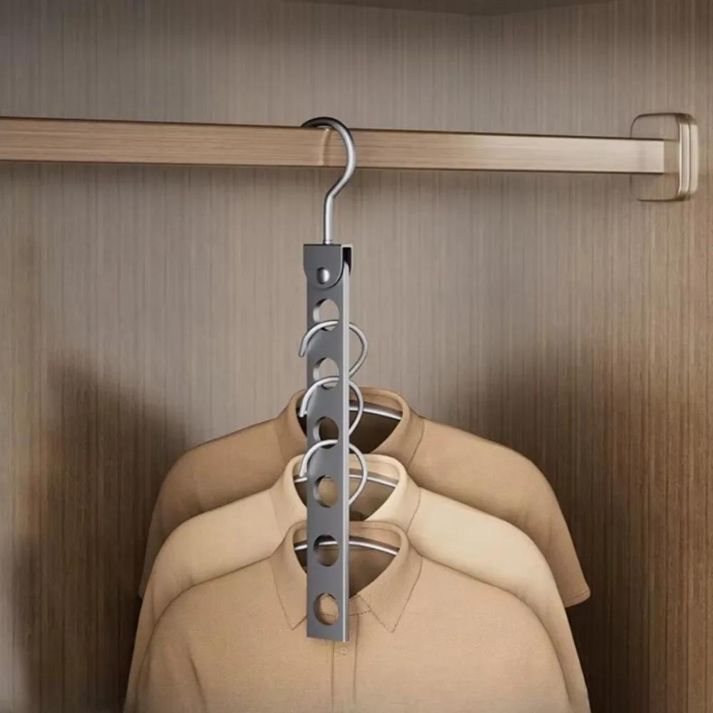 6/8 Holes Storage Rack Rotatable Foldable Wardrobe Space Saver Metal Material Space Saving Design Hook Rack Closet Storage