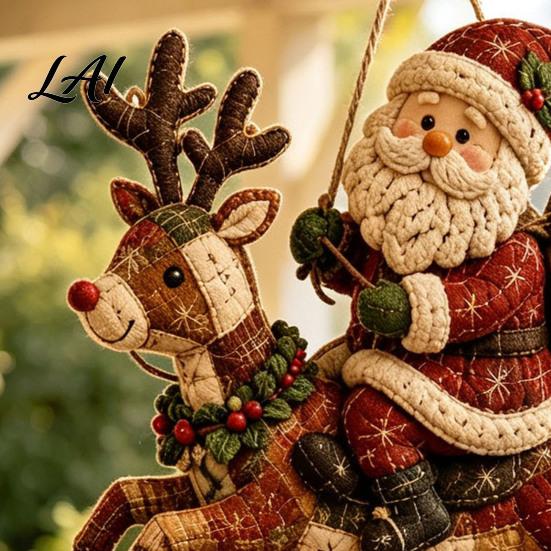 Festliches Stoffdekorations-Set DIY Gestepptes Weihnachtswindspiel-Kit Handgemachtes Patchwork-Nähhandwerk zum Aufhängen von Nähten Dekor Erwachsene Winter