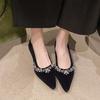 Spring New Single Shoe Women Fashion Pointed Shallow Mouth Suede Glitter Soft Sole Anti-slip Wear-resistant Flat Shoes