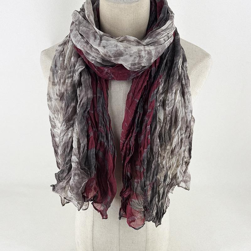 Women's Scarf Dyed and Pleated Scarf Neck Protection Warm and Windproof Versatile Accessory Scarf