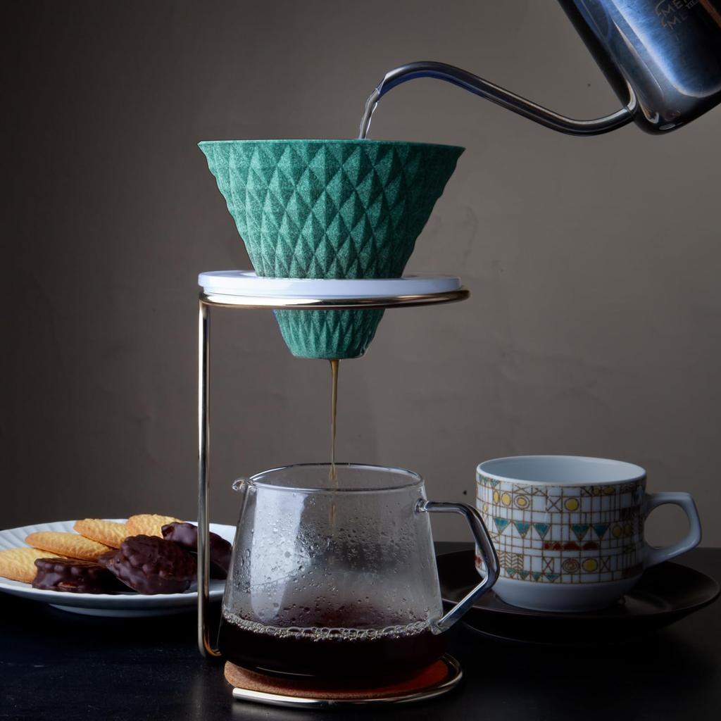 Sancera Ceramic Coffee Peacock Hasami-yaki Filter, "ekubo" Green, C-E2-BG