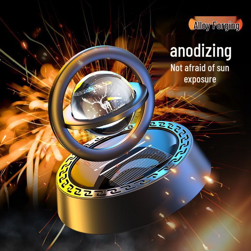 One Road Solar-Powered Rotating Dashboard Air Freshener Ornament for Car Interiors