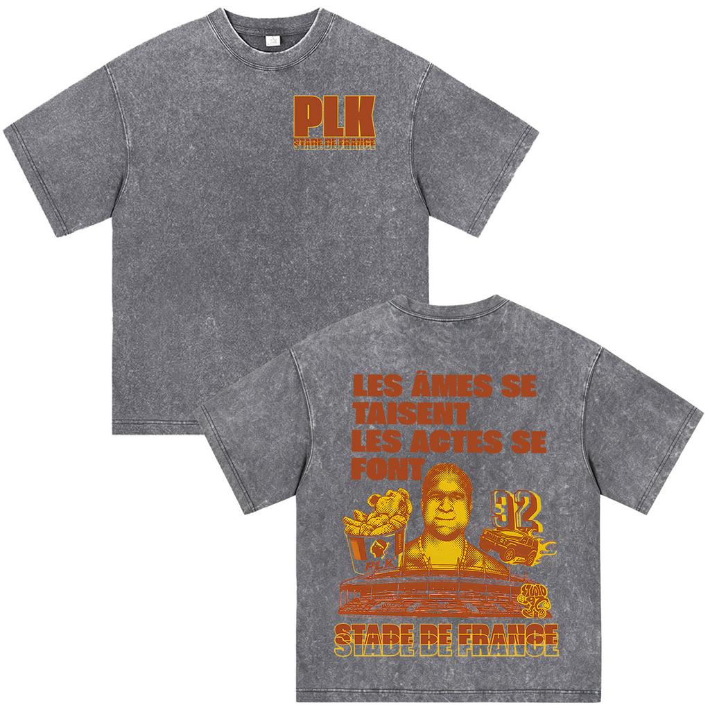 Rapper Plk Portrait Graphic Vintage Washed T-shirts Men Women Clothing Fashion Casual Oversized Short Sleeves T Shirt Streetwear