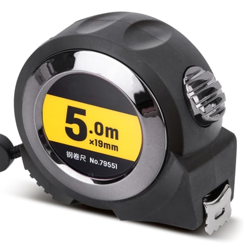 5m Tape Measure, High-Grade Carbon Steel (5m x 19mm), Automatic Locking Position, One-Touch Retraction, One-Handed Operation, High-Precision Distance