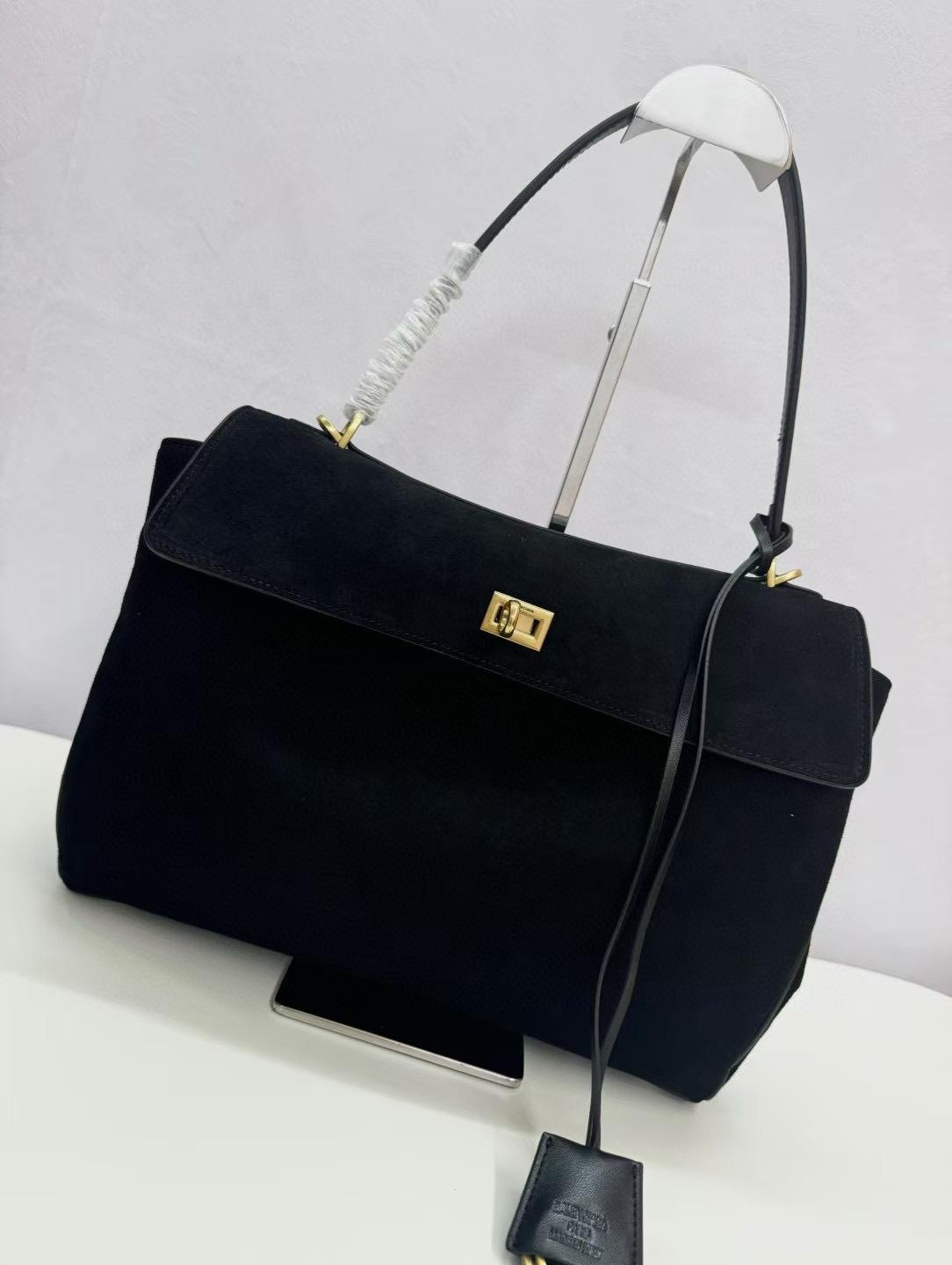 

High-Quality Brand Rodeo Luggage Set 2025 Frosted New Style Genuine Leather Handbag Car Bag Cowhide Lock Clasp 28x8x21cm чёрный