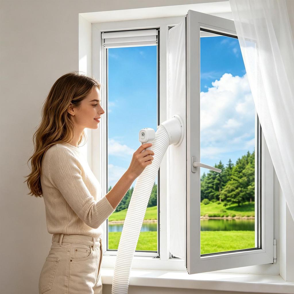 Portable AC Window Vent Kit Waterproof Zipper Opening Insulation Panel Portable AC Unit Window Kit for Indoor Home Kitchen