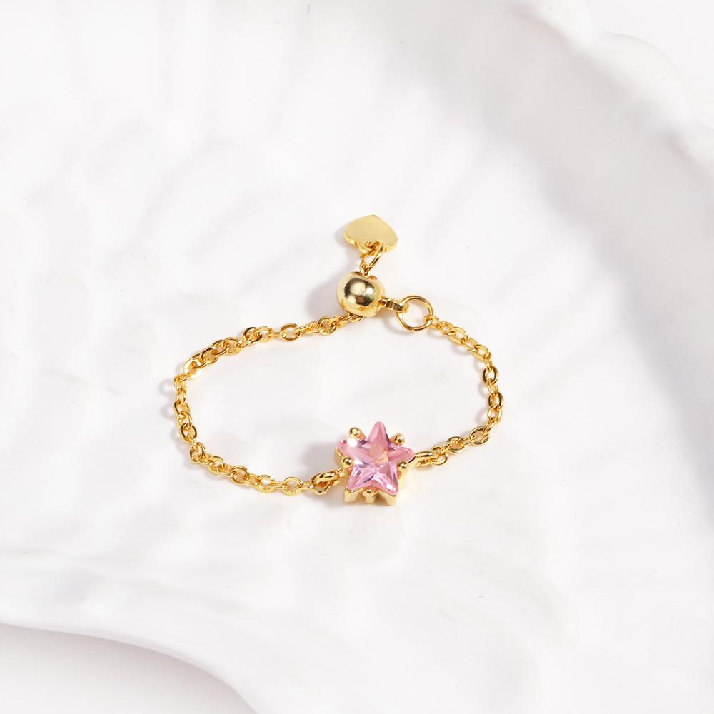 High Quality Adjustable Colored Zircon Star Pull-out Chain Rings For Women Fashion New Jewelry Gift Party Wedding Anillos Mujer