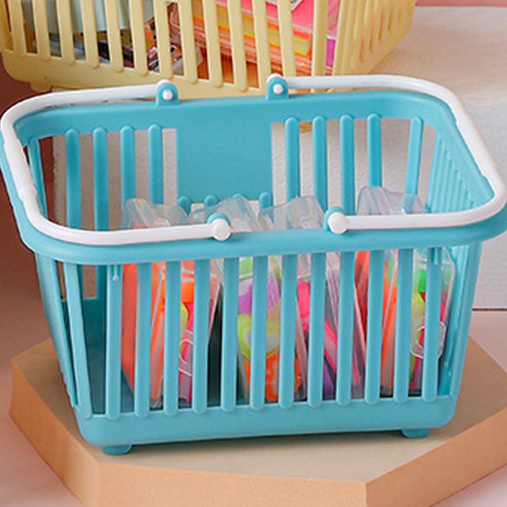 Storage Basket Multifunctional Compact Plastic   Basket with Handle for Desk