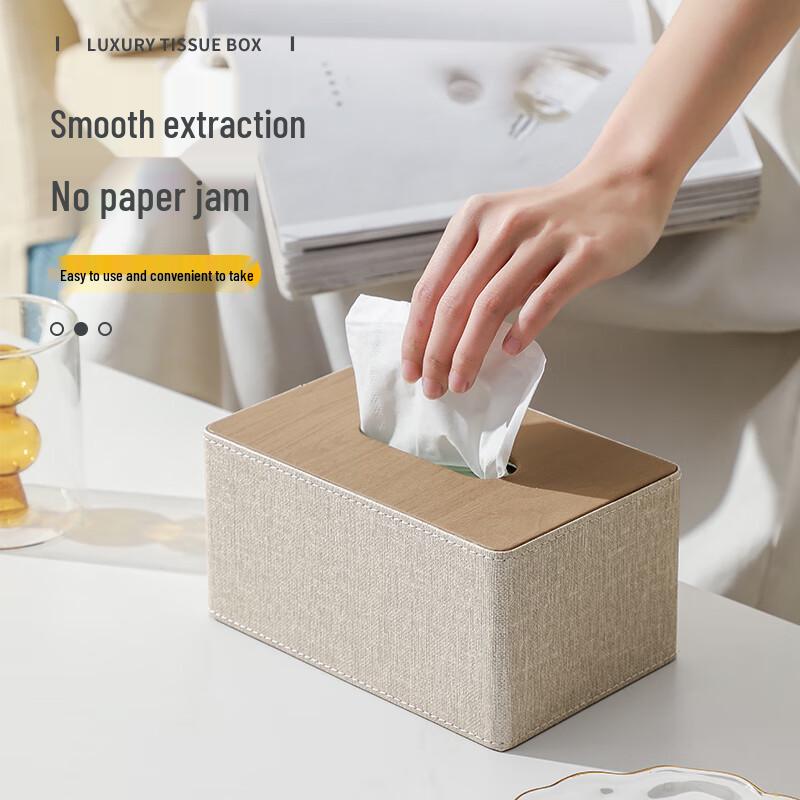 Morona Multifunctional Leather Tissue Box with Compartments
