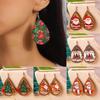Santa Claus Water Drop Wooden Christmas Earrings – European and American Design