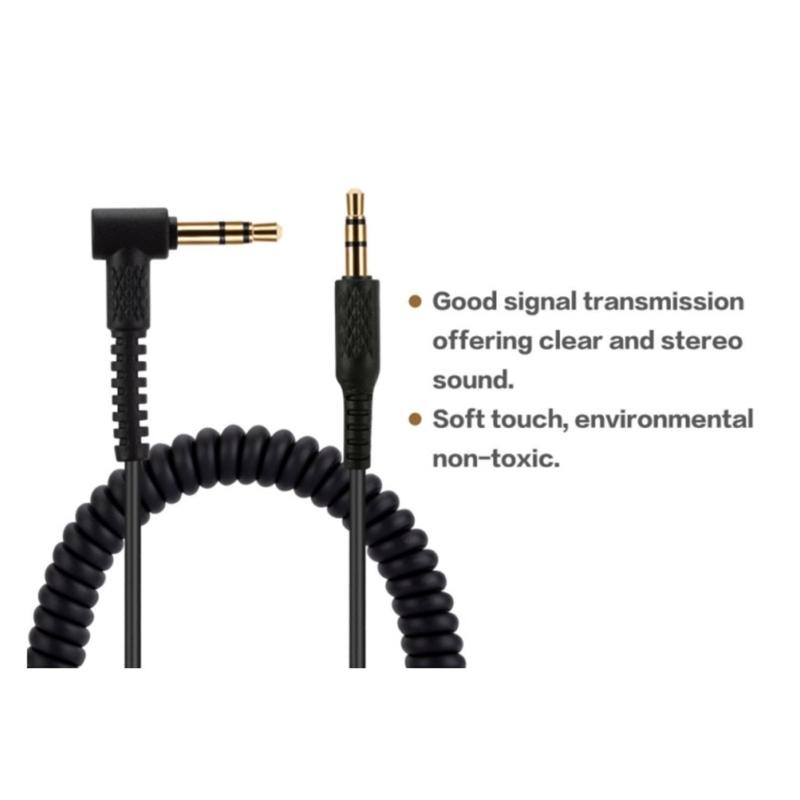 High Fidelitys 3.5mm Stereo Cable For Monitor Major 2 Major 3 Headphone Spirals Wire Cord Metal Connectors L Shaped Plugs