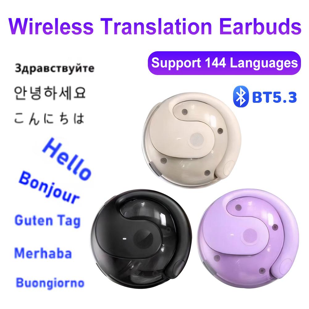 Wireless BT AI Translation Earbuds 144 Languages Real-time Language Translation Earphones for Travel Business and Learning