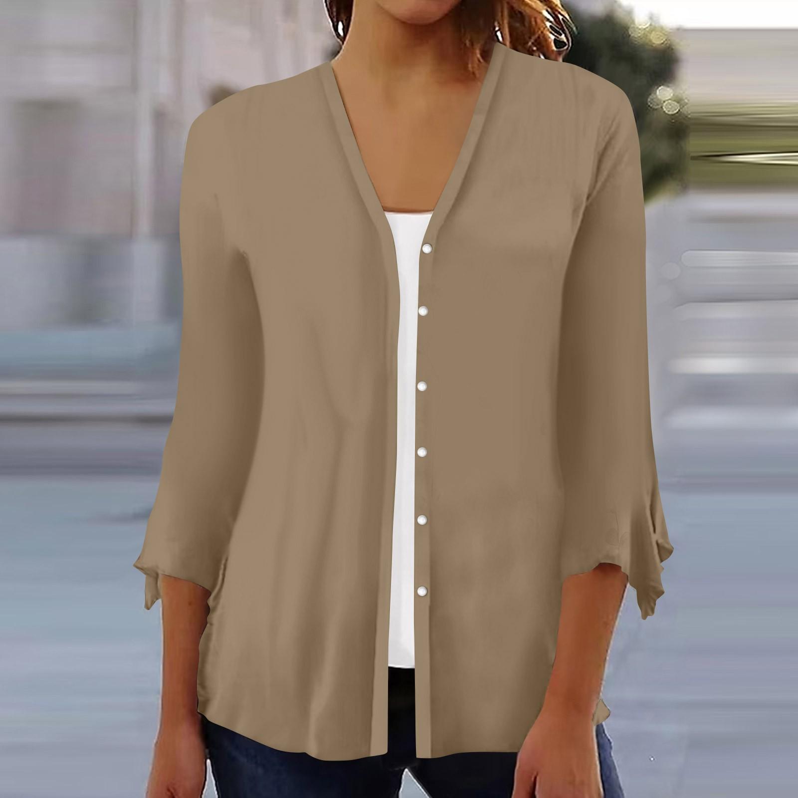

Женская рубашка, блузка, верхняя одежда, однотонные, с рукавами 3/4, повседневные праздничные базовые топы на пуговицах XXXL верблюд
