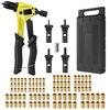 eSynic Hand Riveter Set of Screw Nut Rivet Rivet Tool Kit Set, 100-Piece M3/M4/M5/M6 Inserts, Steel/Aluminum (Yellow)