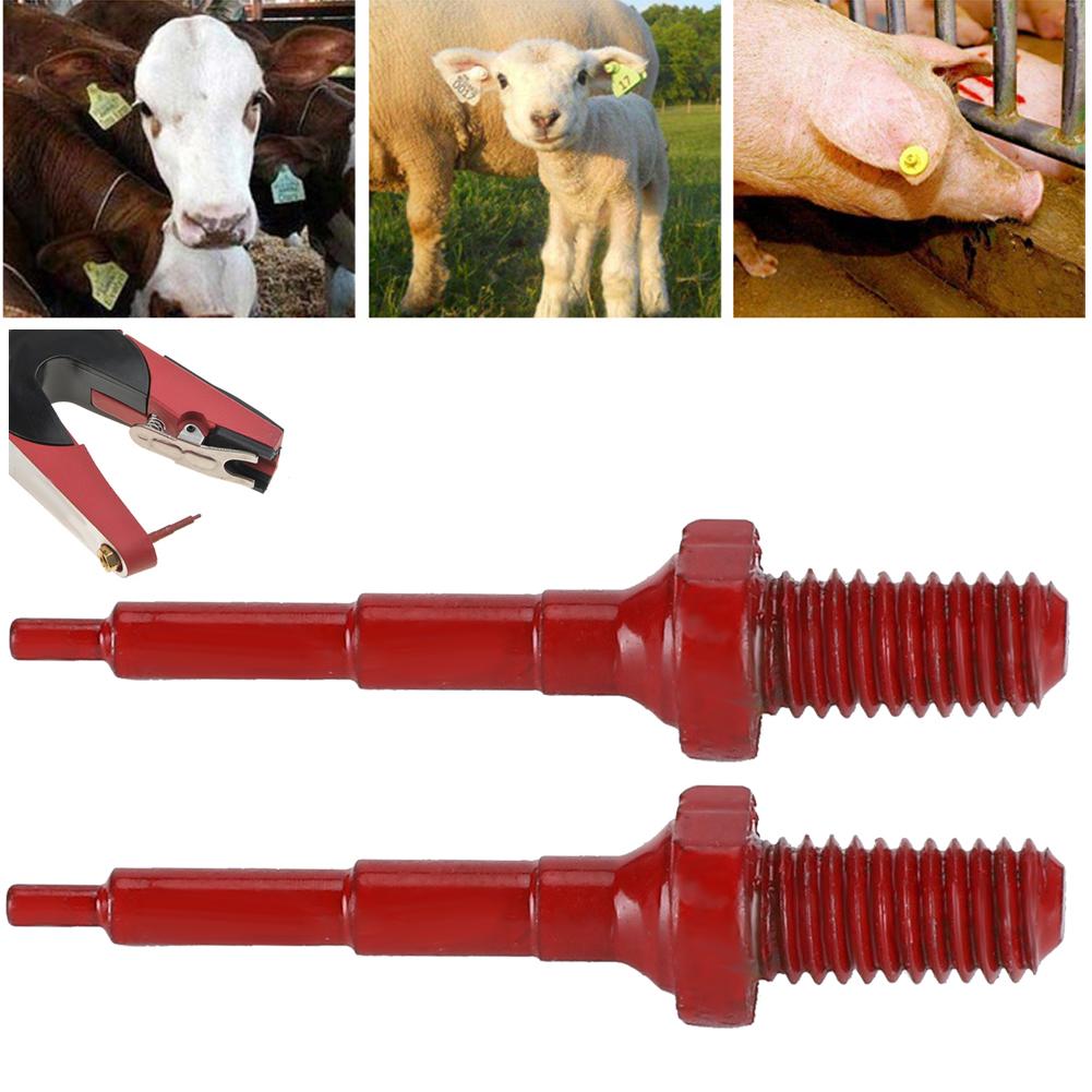 2Pcs Ear Tag Nail Tagger Needle Clamp Pin for Pig Cattle Sheep Marking ToolsRed Alloy Ear Tag Nail