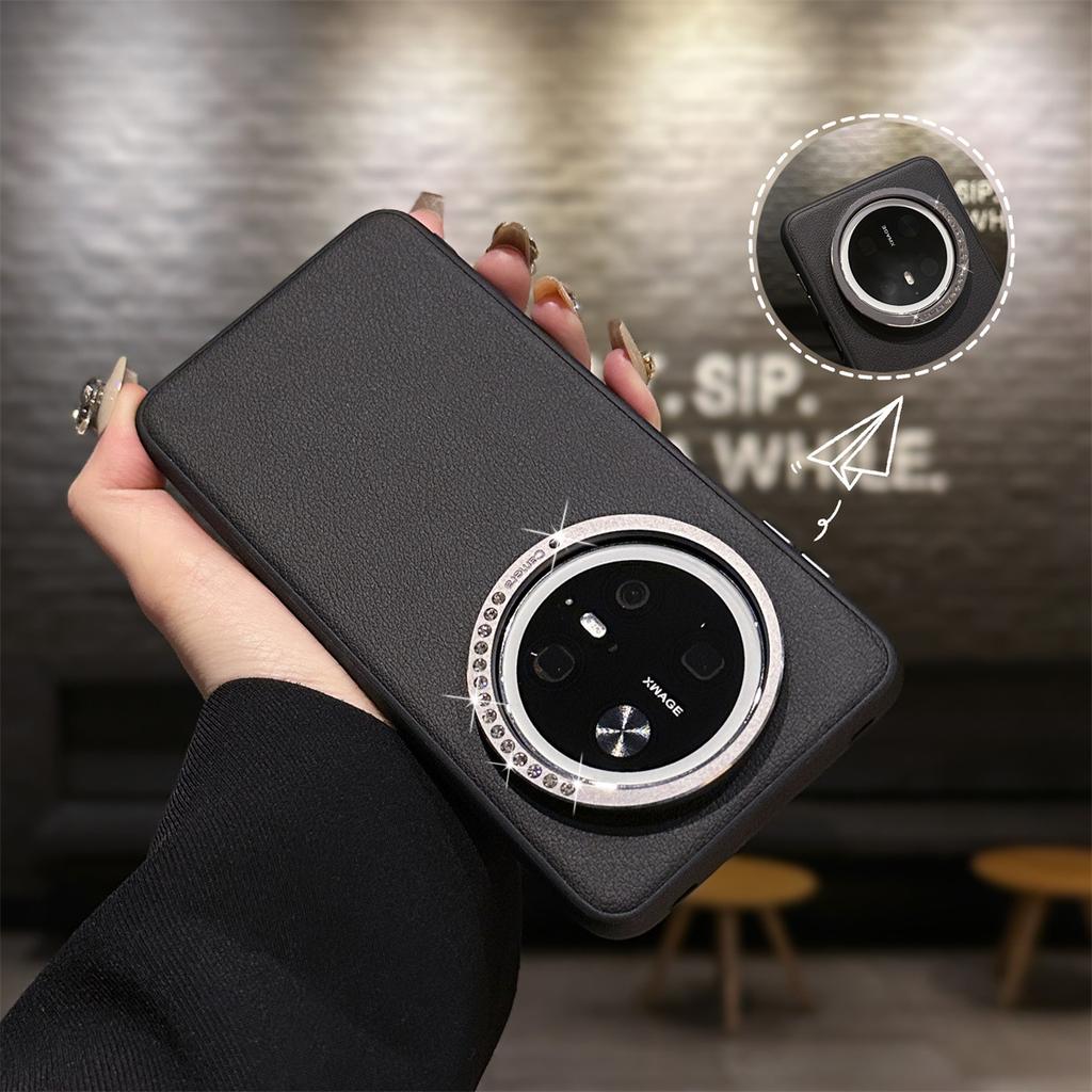 Suitable for Huawei Mate70pro Phone Case Pura70 Metal Diamond Lens Ring Protective Case Mate60