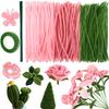 JANLOFO Mall Flower 150 Pieces Crafting Set Pink Multi-Color Wire and Florist Tape