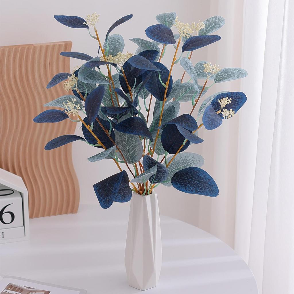 Colored Eucalyptus Leaves Simulated Plant Decorative Flowers Fake Flowers Vase Home Living Room Dining Table Ornaments Display