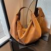 Women Half Moon Bags Large Capacity Hobo Shopper Bag High Quality Soft Faux Suede Bag Fashion Korean Female Underarm Tote Bags