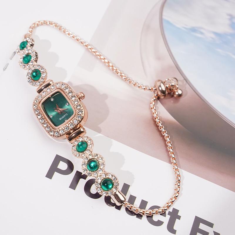 Elegant Small Dial Square Watch Rhinestone Design Women Bracelet Watches Luxury Drawstring Bracelet Female Clock Reloj Mujer