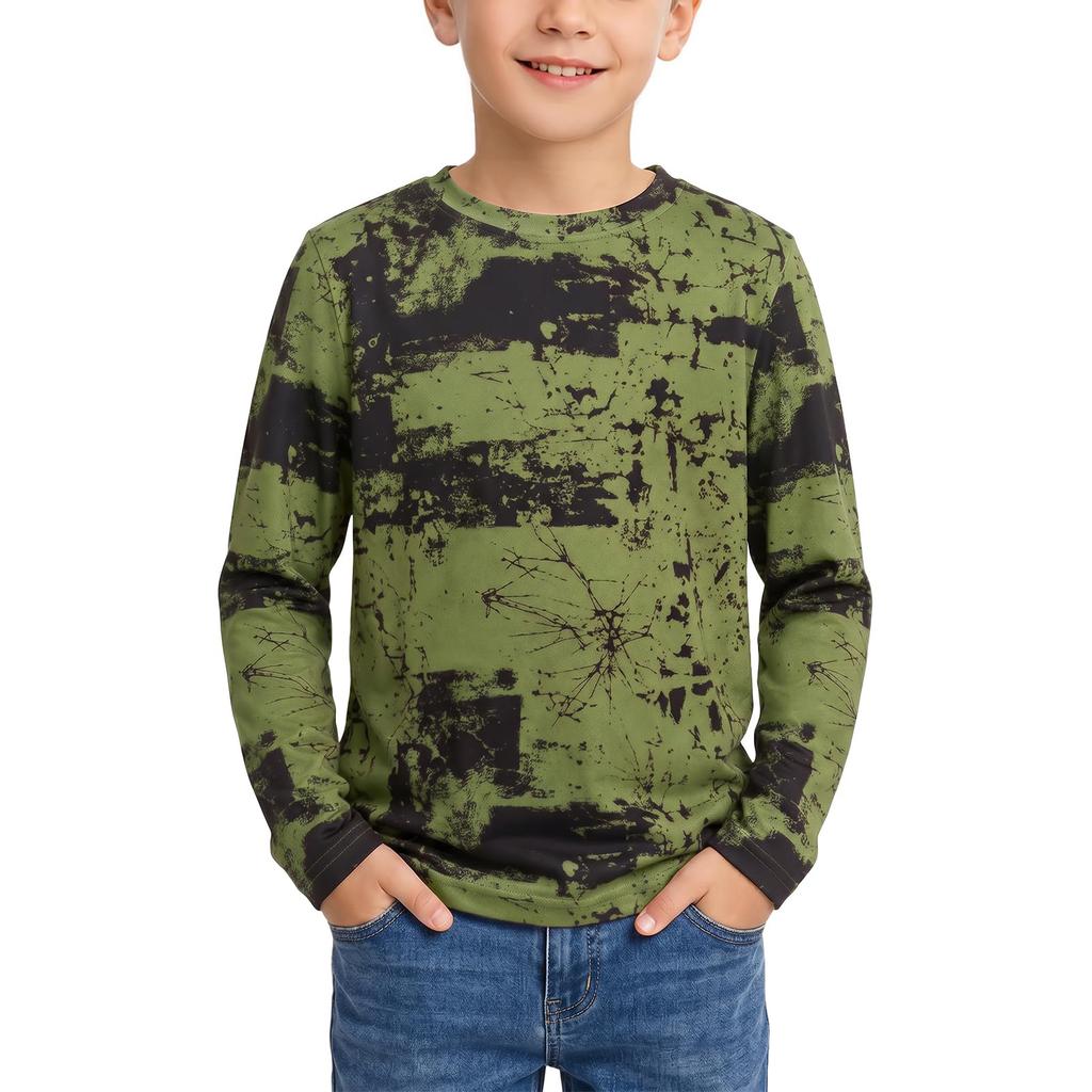 Boys and Girls Camouflage Print Neck Pullover Shirt for Casual and Athletic Wear