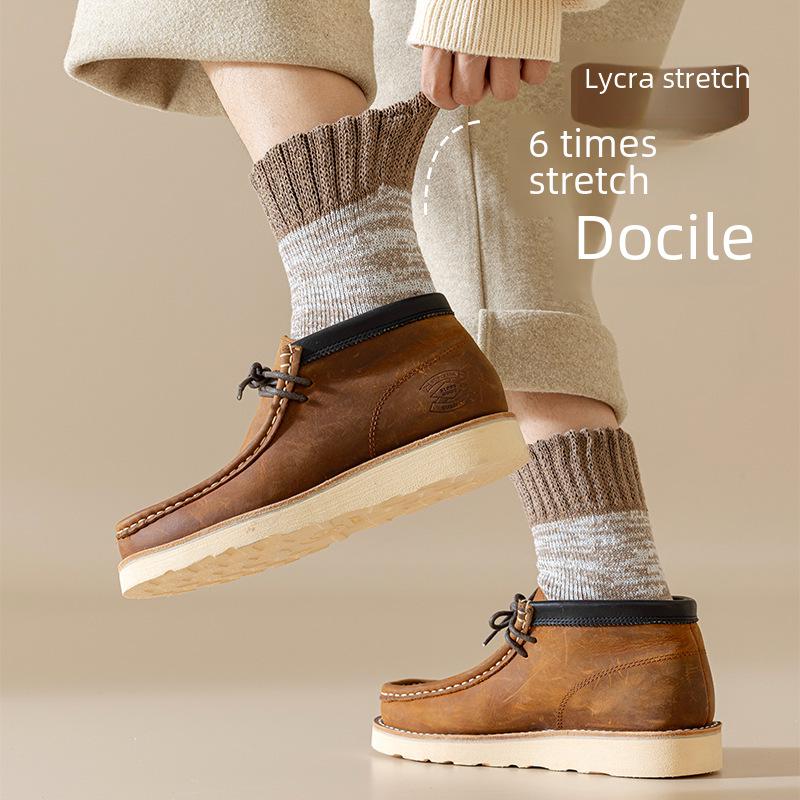 Dicke, wadenlange Plüschsocken aus Kaninchenwolle für Herren im Herbst und Winter