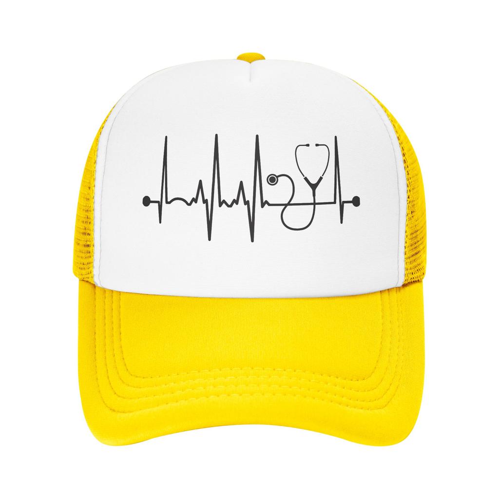 Sommer-Sonnenhüte Stethoskop Herzschlag Baseballkappe Stilvolle Trucker-Mütze Gewaschen Damen Unisex Tennis Skate Baseballkappen