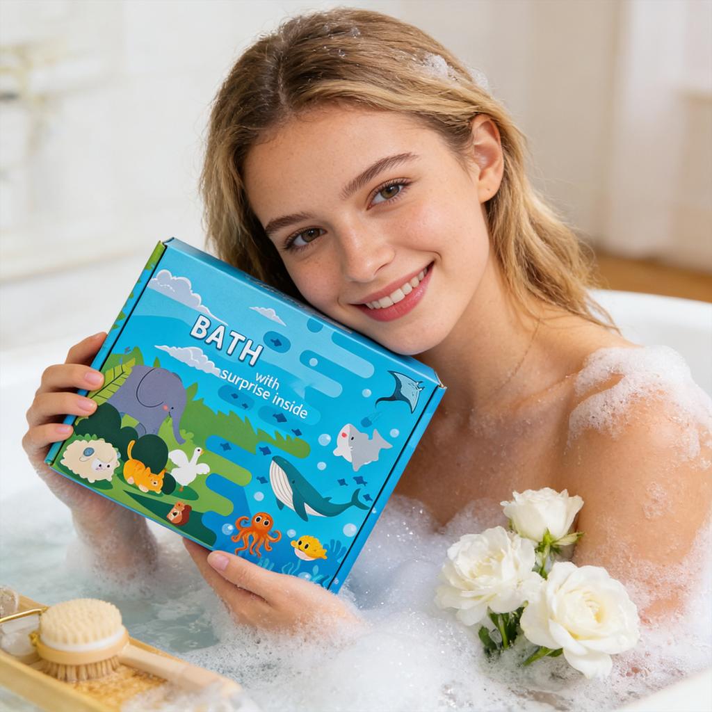 Toy Bath Bomb Set, Containing Surprise Toys In Bath Gel, A Children's Bath Toy Gift