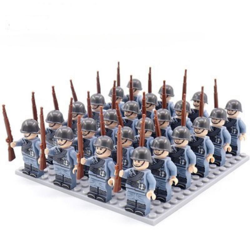 24 STÜCK/SET Zweiter Weltkrieg Militärsoldaten Gewehr Waffen Pistole Figuren Teile Bausteine Montage DIY Modellbau Bausätze Spielzeug