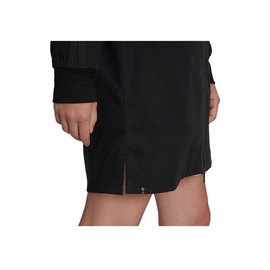 Adidas Originals Adicolor Solid Color Zip Collar Long Sleeve Dress Women dresses Black HN3665
