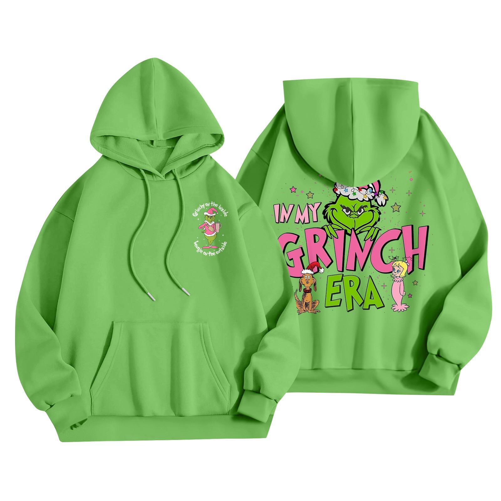 

Женская мода, легкий женский свитер с длинными рукавами и карманами, рождественская толстовка с капюшоном XXXL зелёный