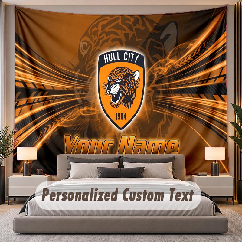 Custom Name Text Tapestry Hull FC Personalized Polyester Wall Tapestry For Bedroom And Room