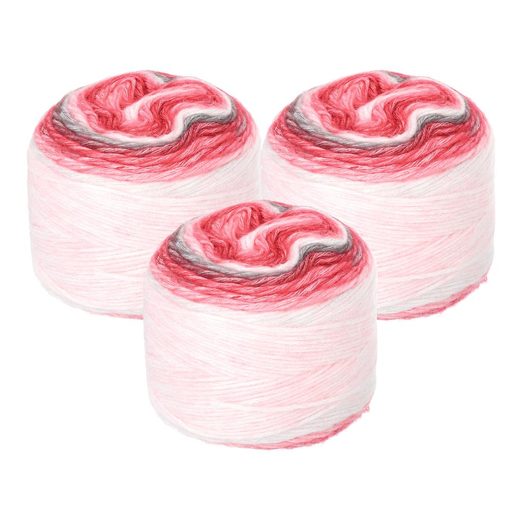 3Pcs Gradient Cake Cotton Yarns, Soft Rainbow Yarn Ball for Knitting and Crocheting Craft Project (300g X 3, 245M L Each) 100g