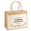 Beach Bag - PLANETEE - Jute with a Pocket of a Top Pétanque Player - Cotton - Multicolored - 43x33 Cm