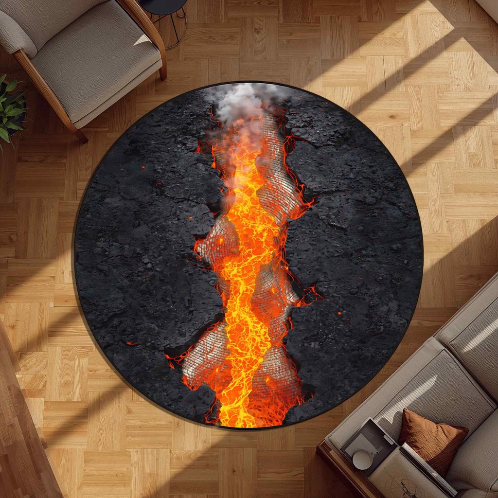 Skeleton Fire Pit Skeleton Printed Carpet Weird Decorative Circular Door Mat Living Room Bedroom Horror Home Decor Carpet