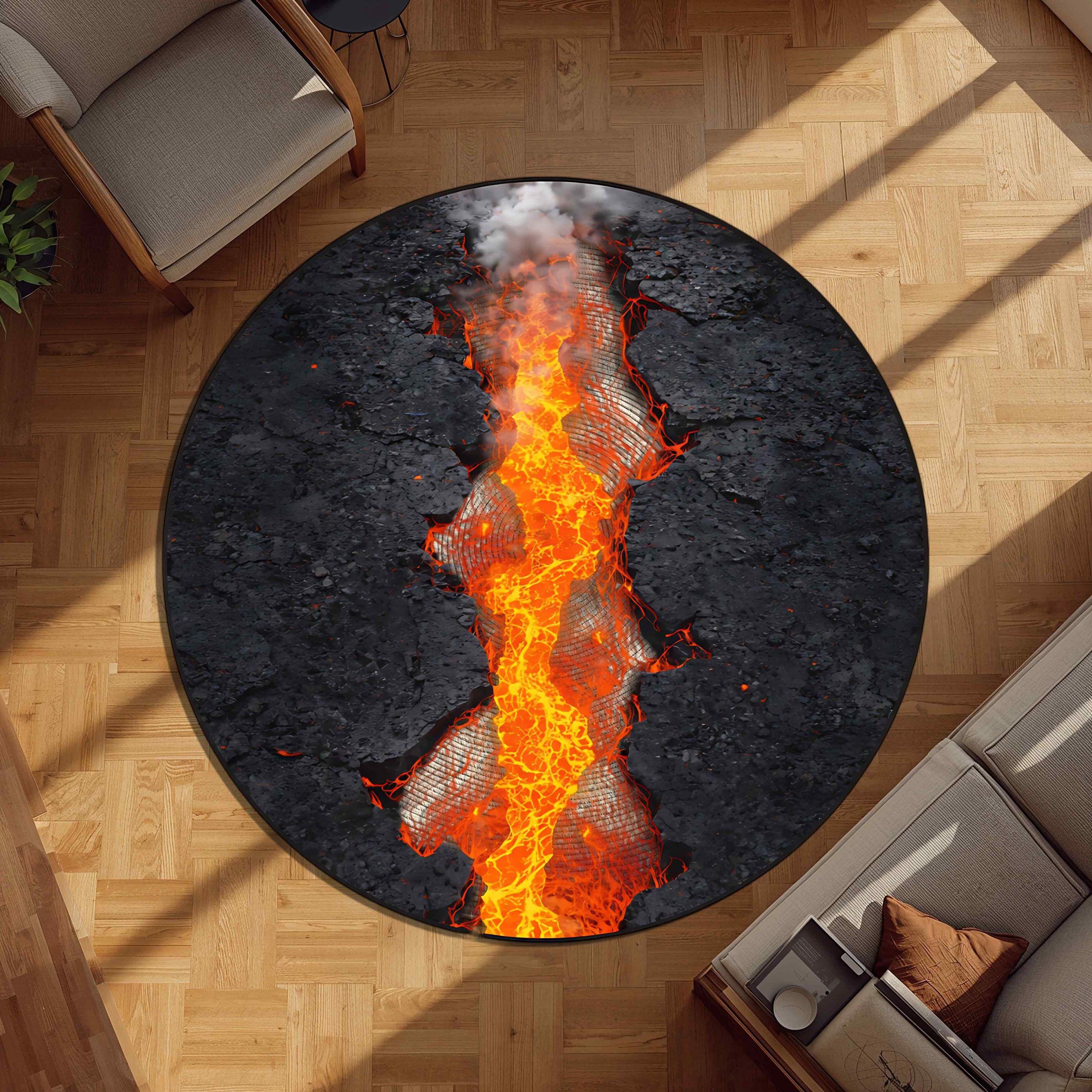 

Skeleton Fire Pit Skeleton Printed Carpet Weird Decorative Circular Door Mat Living Room Bedroom Horror Home Decor Carpet 80cm x 80cm