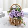 Hand Woven Wicker Basket Rattan Flower Basket for Festival Wedding Party 13x13x23cm Yellow