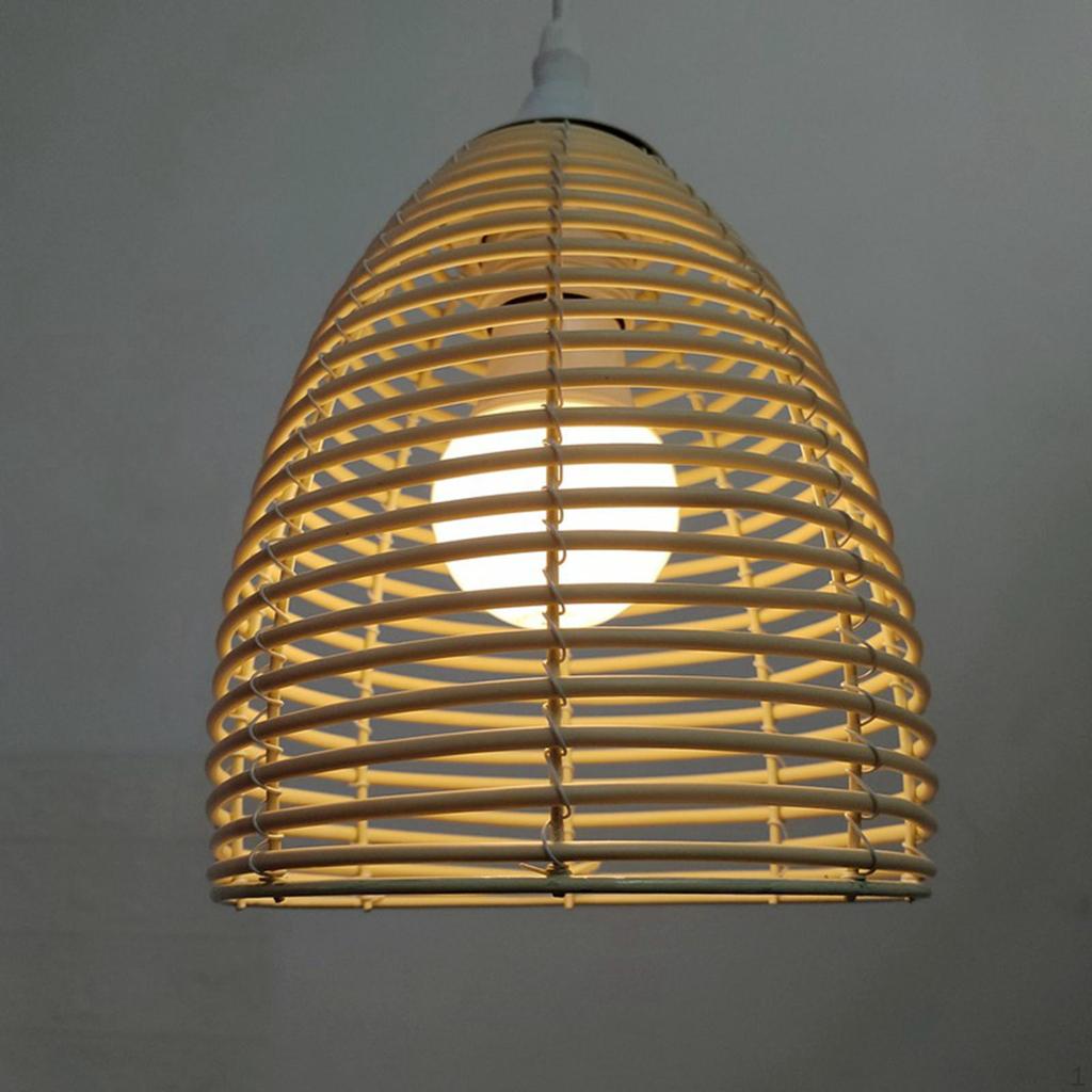 Imitation Rattan Lampshade Ceiling Light Cover E27 Replacement Pendant Shade for Kitchen