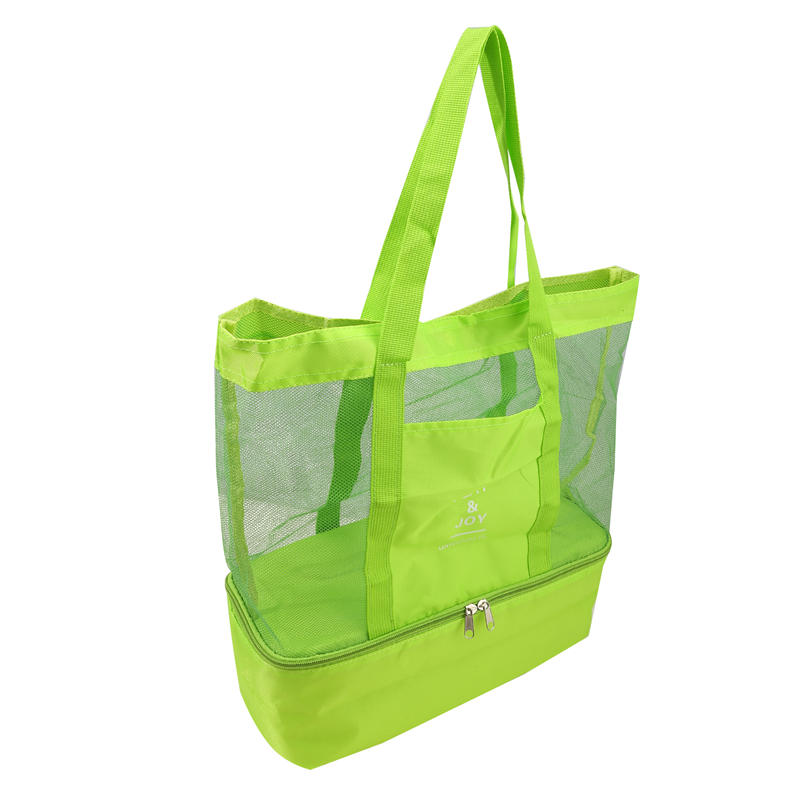 Thermal Insulation Bag Handheld Lunch Shoulder Bag Cooler Mesh Beach Tote Bag for Picnic Food Drink Storage