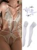 Crotchless Sexy Lingerie For Women Exposed Naughty Underwear Strap Bandage Belt Bodysuit Red Floral Backless Hollow Chest Plus