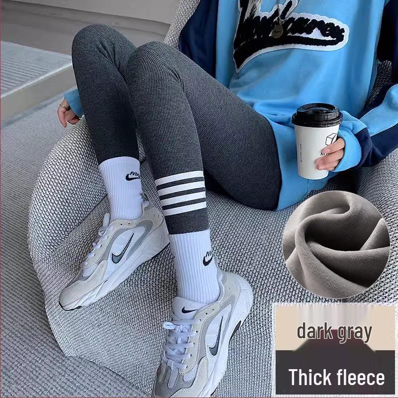 Plus Size Women's Fleece-Lined Yoga Pants - Non-Slip, Slimming, For Autumn/Winter