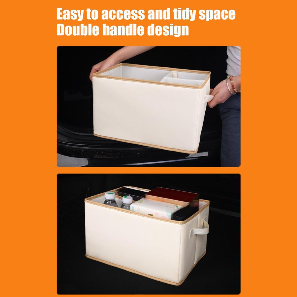 Trunk Box Large Capacity Car Trunk Storage Space-Saving Foldable Leather Bin No Lid Holder For Van Truck Driver Groceries Road