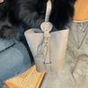 Women's Composite Leather Bucket Bag In Grey - Versatile Shoulder Crossbody & Handbag, Perfect Holiday Gift
