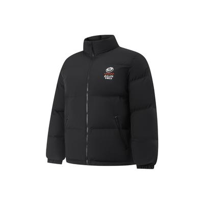 Li Ning Badfive Windproof Water-Resistant Warm Loose Fit Stand Collar Embroidered Down Jacket Men Outerwear AYMV129-6