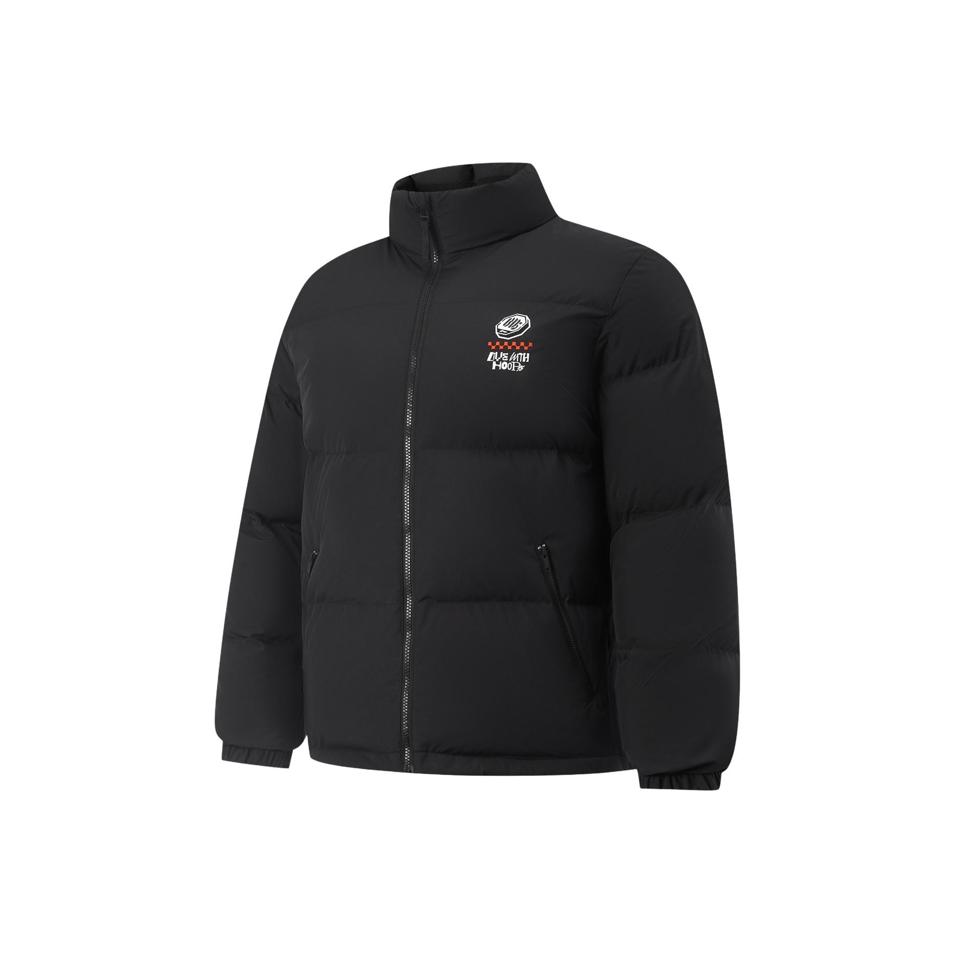 

Li Ning Badfive Ветрозащитная Водоотталкивающая Теплая Свободного Кроя Куртка-Пуховик с Вышивкой и Воротником-Стойкой Мужская Верхняя Одежда AYMV129-6 S