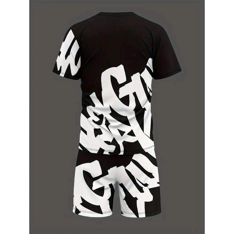 2026 Summer Men's Suit - Street Casual Fashion with Soft Comfortable Breathable and Lightweight 3D Letter Pattern Printing