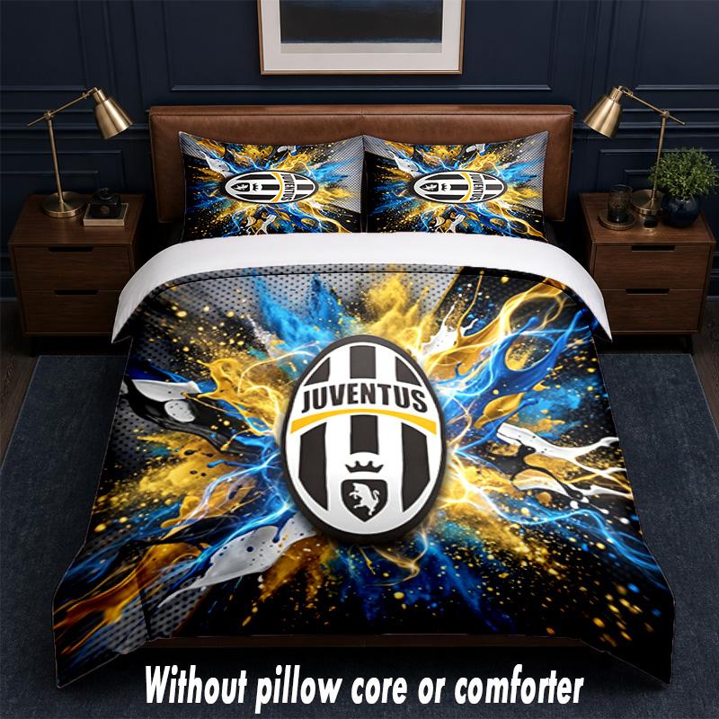 Set Biancheria da Letto Juventus FC Design 1 Copripiumino + 2 Federe Morbido Traspirante Biancheria da Letto per la Casa