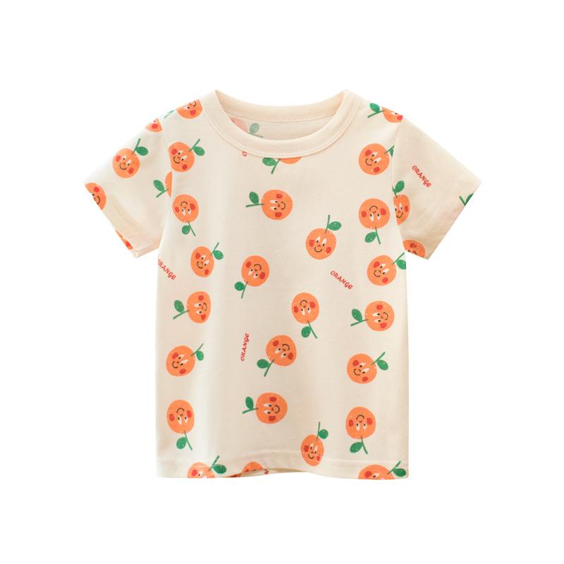 2025 Summer 2-8 Years Kids Girl Shorts Sleeve T-shirts Printed Little Girl Top Baby Girl T Shirts Children Toddler Girl Clothes
